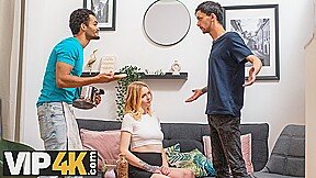 CUCK4K. Pregnant blonde with natural tits is enjoying stranger’s cock in front of her husband