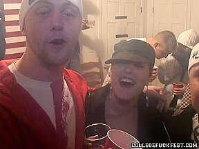 Filthy cock sucking teen slut goes down on dick