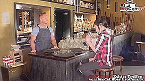 German slut does handjob with a strange man