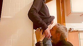 Horny Wife Eating Pussy in Kitchen, Horny, Against the Column