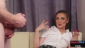 Sexy voyeur babe teasing guy