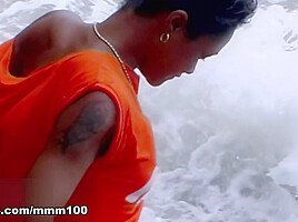 Interracial fucking at the beach with Shania a cute ebony babe – MMM100